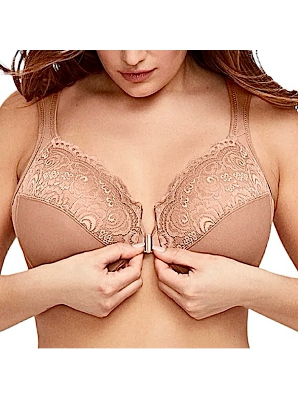 •Glamorise 38F WonderWire Front Close Tan Bra! NEW!